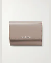 Acne Studios Portafoglio trifold in pelle con logo Neutri