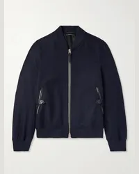 Tom Ford Bomber in feltro di lana con finiture in pelle Blu