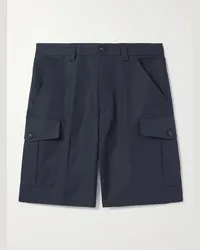 Loro Piana Shorts cargo a gamba larga in tela di misto cotone e lino Bizen Blu