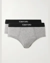 Tom Ford Confezione da due slip in misto cotone e modal stretch Grigio