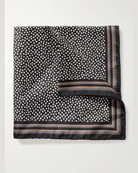 Paul Smith Fazzoletto da taschino in cotone stampato a pois con righe Nero