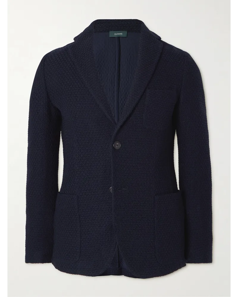 Incotex Blazer slim-fit in lana a nido d'ape Zanone Blu