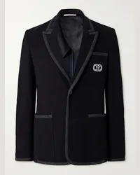 Valentino Garavani Blazer in jersey di cotone con logo ricamato Blu