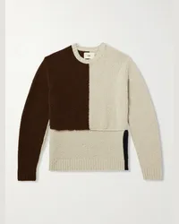 Folk Pullover in misto lana bouclé patchwork Rework Fracture Neutri