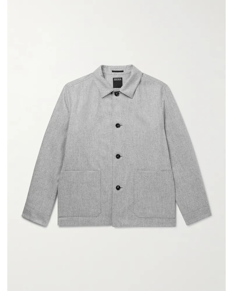 Ermenegildo Zegna Overshirt in lana spazzolata Grigio