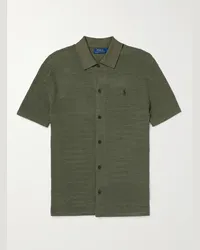 Ralph Lauren Camicia slim-fit in misto cotone e lino con logo ricamato Verde