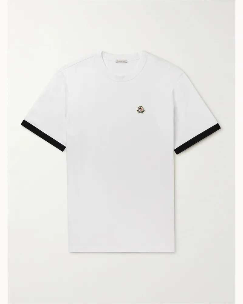 Moncler Logo-Appliquéd Cotton-Jersey T-Shirt Bianco