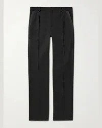 Saint Laurent Pantaloni a gamba affusolata in lana con pinces Nero