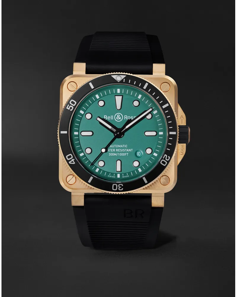 Bell & Ross Orologio automatico 42 mm in bronzo con cinturino in gomma BR 03-92 Diver Limited Edition, N. rif. BR0392-D-LT-BR/SRB Verde
