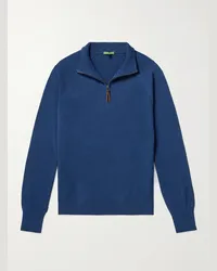 Sid Mashburn Pullover in cotone con mezza zip Blu