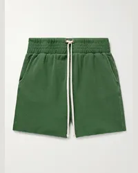 LES TIEN Shorts a gamba dritta in misto cotone piqué tinti in capo con coulisse Yacht Verde