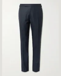 Tom Ford Pantaloni slim-fit a gamba dritta in misto lana, mohair, lino e seta Shelton Blu