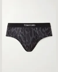 Tom Ford Slip in cotone stretch con stampa ghepardo Nero