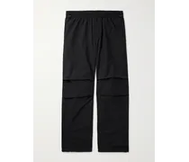 Pantaloni cargo a gamba larga in nylon con logo applicato