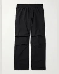 Burberry Pantaloni cargo a gamba larga in nylon con logo applicato Nero