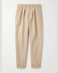 Tom Ford Pantaloni in twill di cotone con pinces Neutri