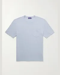 Ralph Lauren T-shirt in misto lino e cotone piqué Blu