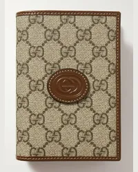 Gucci Porta passaporto in tela spalmata con monogramma e finiture in pelle Neutri