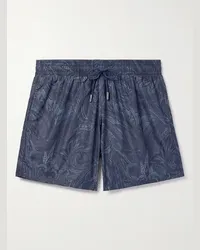 Etro Shorts da mare medi a gamba dritta con stampa paisley Blu