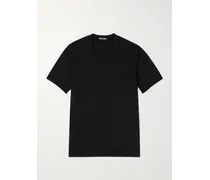 Tom Ford T-shirt slim-fit in misto lyocell e cotone Placed Rib Nero