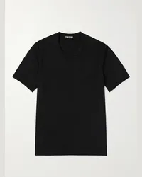 Tom Ford T-shirt slim-fit in misto lyocell e cotone Placed Rib Nero