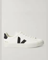 VEJA Campo Rubber-Trimmed Leather Sneakers Bianco