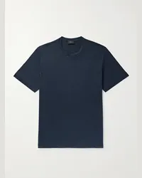 Brioni T-shirt slim-fit in misto seta e cotone Blu