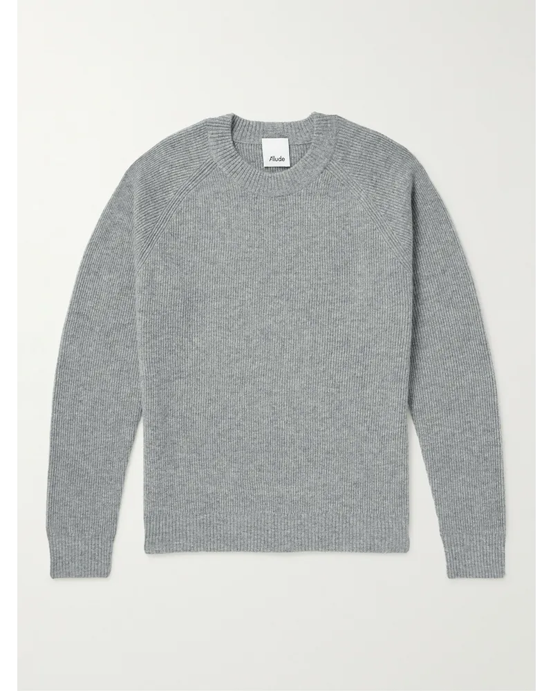 ALLUDE Pullover in misto cashmere a coste Grigio