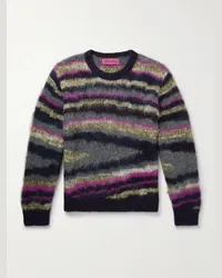 The Elder Statesman Pullover in misto alpaca jacquard a righe Oil Slick Grigio