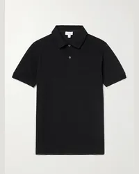 Sunspel Polo in cotone piqué Nero