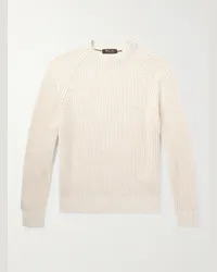 Loro Piana Pullover in misto lino, cotone e seta a coste Neutri