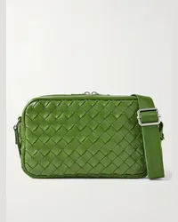 Bottega Veneta Borsa messenger in pelle con motivo Intrecciato Verde