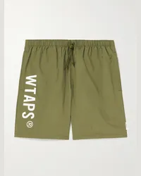 WTAPS Shorts a gamba dritta in nylon con logo e coulisse Verde