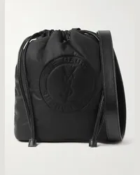 Saint Laurent Borsa a secchiello in nylon imbottito con logo impresso Rive Gauche Nero