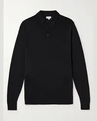 Sunspel Polo slim-fit in lana merino Nero