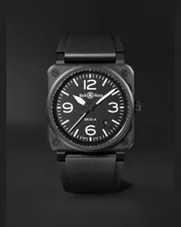 Bell & Ross Orologio automatico 41 mm in ceramica con cinturino in gomma BR 03, N. rif. BR03A-BL-CE/SRB Nero