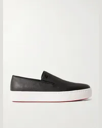 Christian Louboutin Sneakers slip-on in pelle a grana incrociata Boatissimo Nero