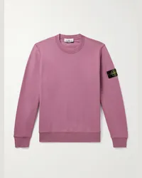 Stone Island Felpa in jersey di cotone tinta in capo con logo applicato Viola