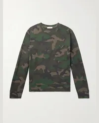 Valentino Garavani Felpa in jersey di misto cotone camouflage con logo applicato Verde