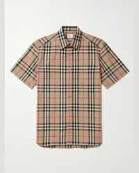 Burberry Camicia in popeline di cotone a quadri Neutri