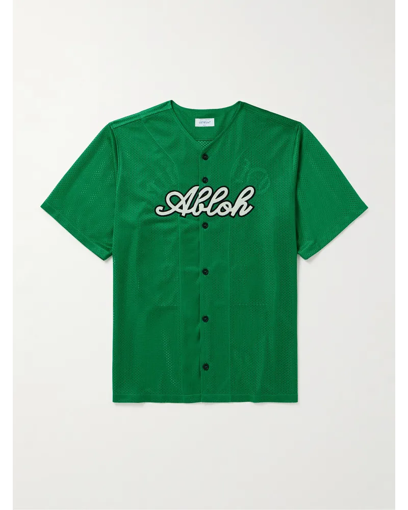 OFF-WHITE Camicia in mesh con logo applicato Verde