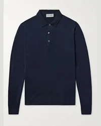 John Smedley Polo slim-fit in lana merino Belper Blu