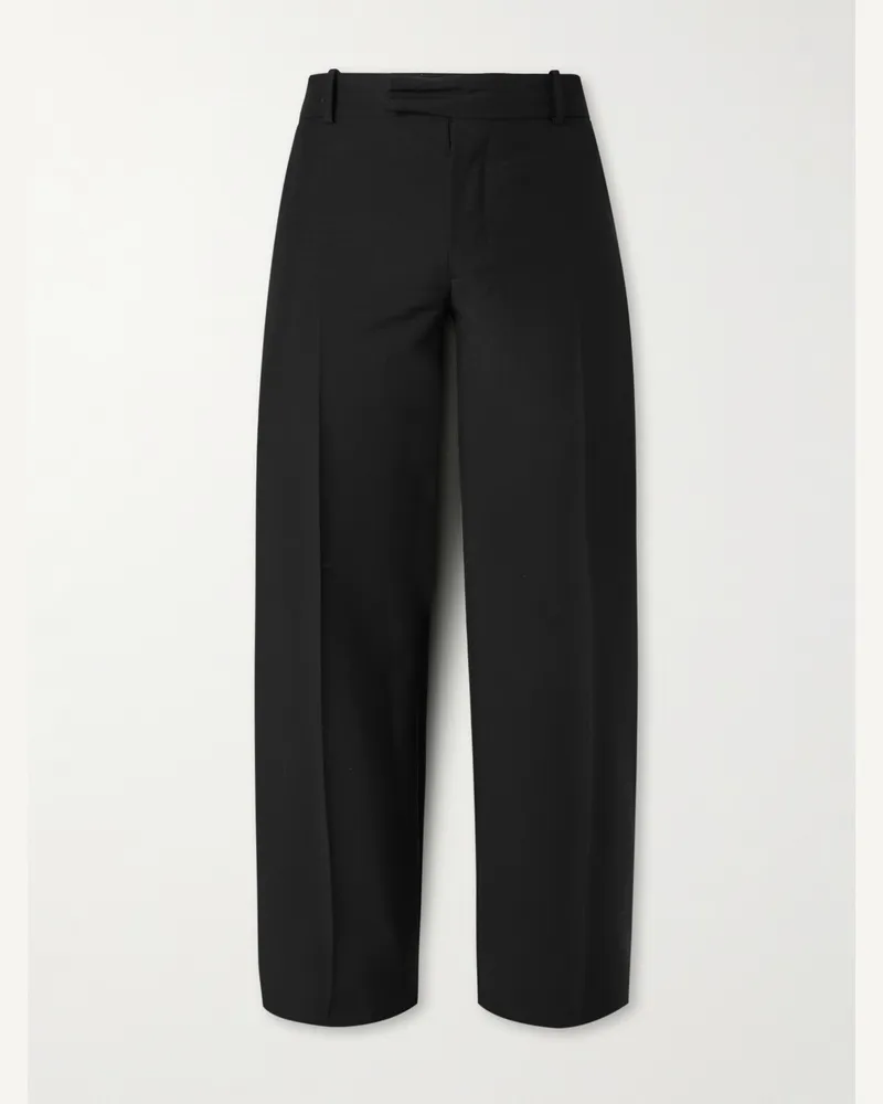 Alexander McQueen Pantaloni a gamba dritta in misto lana e mohair Nero