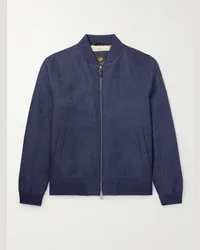 Loro Piana Bomber in lino Blu