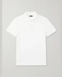 Tom Ford Polo slim-fit in cotone piqué tinta in capo Bianco