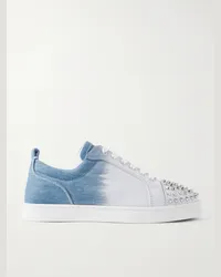 Christian Louboutin Sneakers in denim con borchie a punta Louis Junior Blu