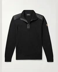 Belstaff Pullover in lana con finiture in shell e mezza zip Kilmington Nero