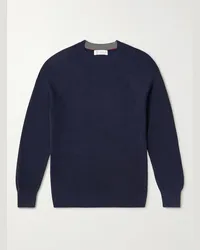 Brunello Cucinelli Pullover in cotone a coste Blu