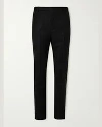 Saint Laurent Pantaloni slim-fit in flanella di lana Nero