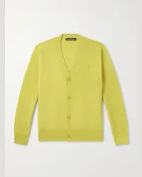 Acne Studios Cardigan in lana con logo applicato Keve Giallo